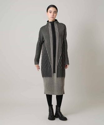 ＜HIROKO KOSHINO (Women)＞立体ストライプデザインニットワンピース　／日本製