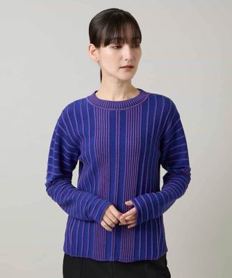 ＜HIROKO KOSHINO (Women)＞立体ストライプニットプルオーバー／日本製