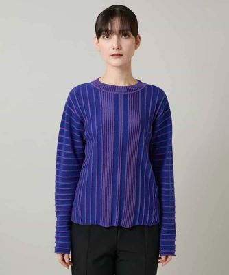 立体ストライプニットプルオーバー／日本製 | HIROKO KOSHINO (Women