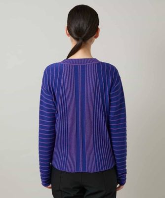 立体ストライプニットプルオーバー／日本製 | HIROKO KOSHINO (Women