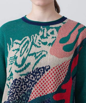 HIROKO KOSHINO / ヒロココシノ コレクションモチーフジャカードニットチュニック/日本製 コレクションモチーフジャカードニットチュニック／日本製