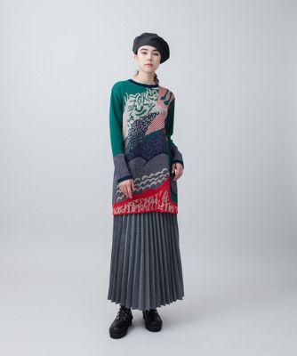 HIROKO KOSHINO / ヒロココシノ コレクションモチーフジャカードニットチュニック/日本製 コレクションモチーフジャカードニットチュニック／日本製