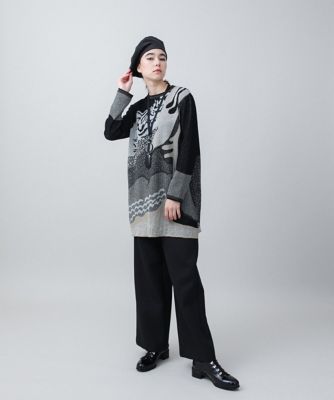 HIROKO KOSHINO / ヒロココシノ コレクションモチーフジャカードニットチュニック/日本製 コレクションモチーフジャカードニットチュニック／日本製