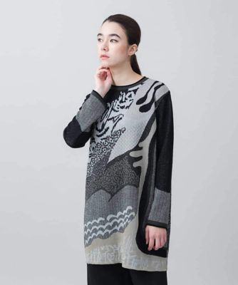 HIROKO KOSHINO / ヒロココシノ コレクションモチーフジャカードニットチュニック/日本製 コレクションモチーフジャカードニットチュニック／日本製