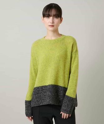 ＜HIROKO KOSHINO (Women)＞バイカラーブークレヤーンニット／日本製