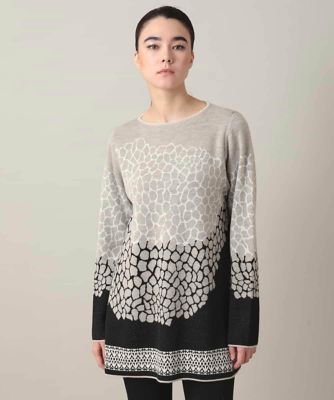＜HIROKO KOSHINO (Women)＞幾何モチーフデザインチュニックニット／日本製