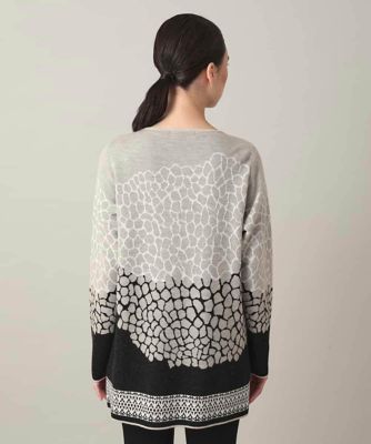 美品★HIROKOKOSHNO★コシノヒロコ★ニットチュニック　38 幾何モチーフデザインチュニックニット／日本製 | HIROKO KOSHINO