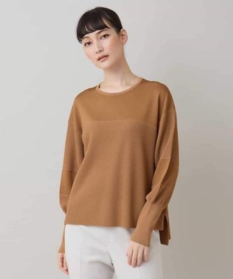 ＜HIROKO KOSHINO (Women)＞鹿の子ニット切り替えデザインプルオーバー