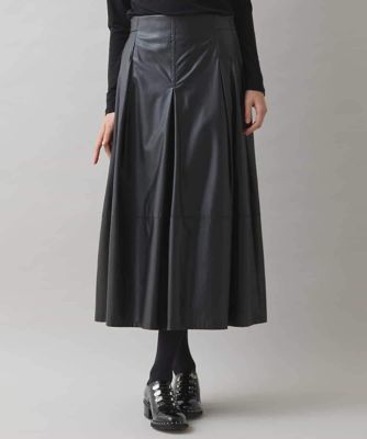 HIROKO KOSHINO スカートセットアップ スーツ フレアスカート フェイクレザー切り替えフレアスカート | HIROKO KOSHINO (Women