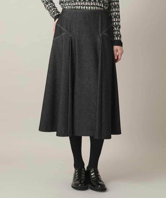 ＜HIROKO KOSHINO (Women)＞デニムライクジャージーフレアスカート／日本製／洗える