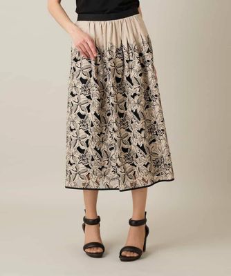 ＜HIROKO KOSHINO (Women)＞カットワークフラワースカート　／洗える