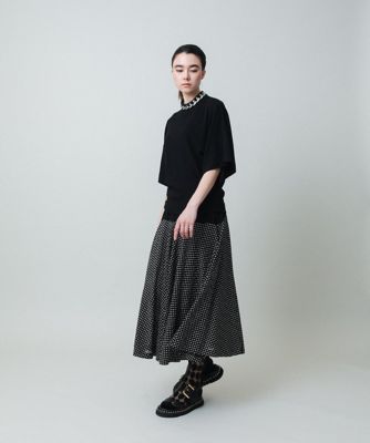 ドットジャージーフレアスカート　／日本製／洗える