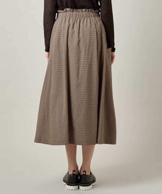 美品 ebure 25SS シルクポリチェック フレアスカート 美品 ebure 25SS