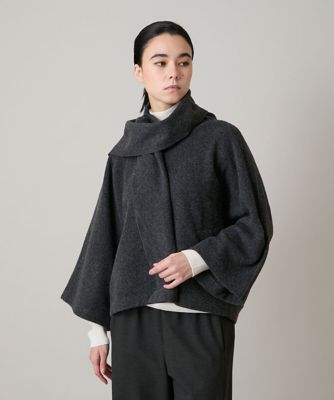 ＜HIROKO KOSHINO (Women)＞ストールカラーデザインショートコート　／日本製