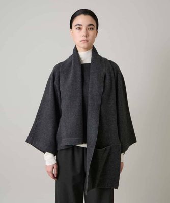 美品　HIROKO KOSHINO プレミア タグ付カシミヤショートコート ストールカラーデザインショートコート ／日本製 | HIROKO KOSHINO