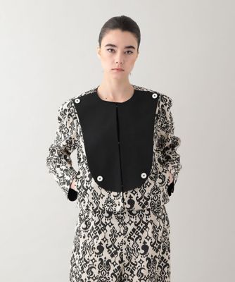HIROKO KOSHINO (Women)/ヒロココシノ コットンリネンダマスク柄ショートジャケット/日本製