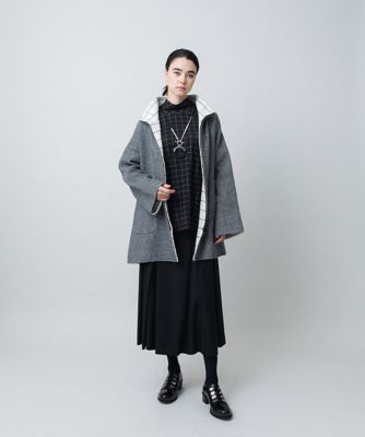 ミックスパターンハイネックカットソー／日本製／洗える