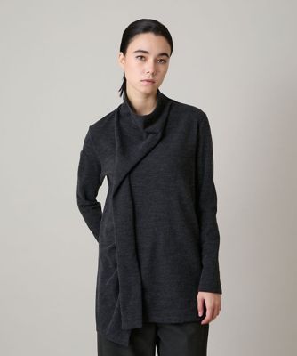 ＜HIROKO KOSHINO (Women)＞アシンメトリードレープデザインカットソー　／日本製