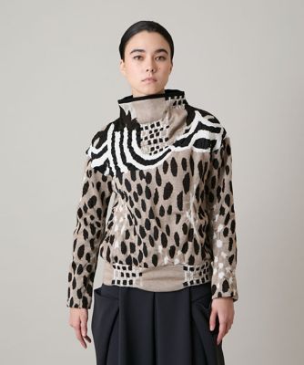 ＜HIROKO KOSHINO (Women)＞膨れジャカードデザインニットプルオーバー／日本製