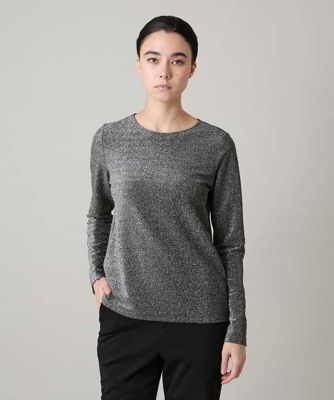 ＜HIROKO KOSHINO (Women)＞シャイニーラメジャージーカットソー／日本製／洗える