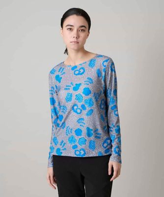 ＜HIROKO KOSHINO (Women)＞アブストラクトパターンデザインカットソー／日本製／洗える