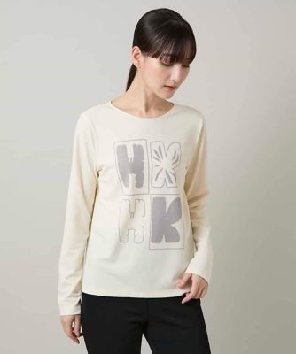 ＜HIROKO KOSHINO (Women)＞フロッキーロゴジャージープルオーバー／日本製／洗える