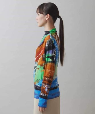 HIROKO KOSHINO / ヒロココシノ イラストプリントハイネックプルオーバー /日本製/洗える イラストプリントハイネックプルオーバー ／日本製／洗える