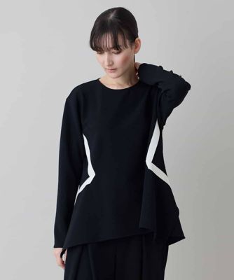 ＜HIROKO KOSHINO (Women)＞配色ライン立体デザインプルオーバー　／日本製／洗える