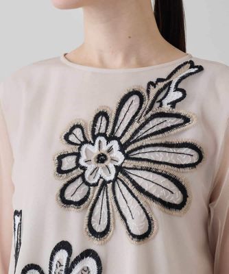 フラワー刺繍チュールトップス／洗える | HIROKO KOSHINO (Women