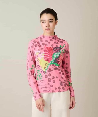 ＜HIROKO KOSHINO (Women)＞アートフルフラワーカットソー　／日本製／洗える