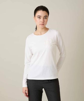 ＜HIROKO KOSHINO (Women)＞スパンコールロゴミニマルカットソー　／日本製／洗える