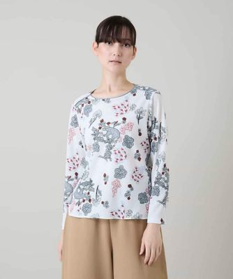 ＜HIROKO KOSHINO (Women)＞オリエンタルアニマルプリントカットソー／日本製／洗える