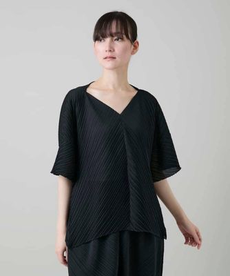 ＜HIROKO KOSHINO (Women)＞ランダムプリーツテールロングブラウス　／洗える