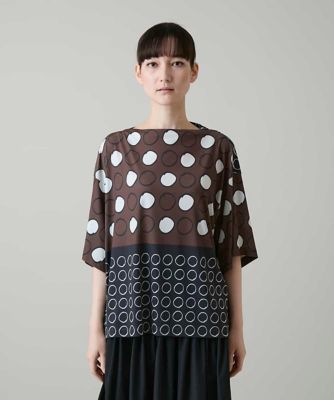 ドットパターンドレープジャージープルオーバー／日本製／洗える