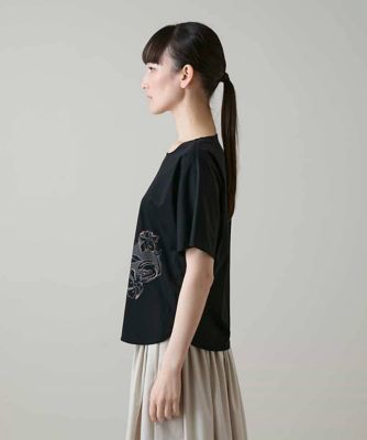 み*ん様 nako ohno フラワーモチーフ付きカットソー フラワーモチーフカットソー／日本製／洗える | HIROKO KOSHINO (Women