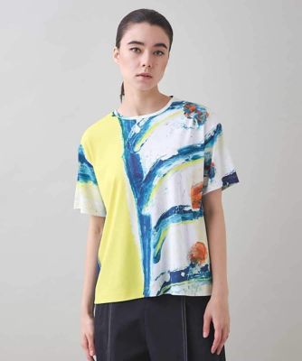 HIROKO KOSHINO (Women)/ヒロココシノ 絵画プリントスムースカットソー/日本製/洗える ホワイト90 トップス【三越伊勢丹/公式】