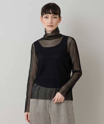 ＜HIROKO KOSHINO (Women)＞タートルネックチュールプルオーバー／日本製／洗える