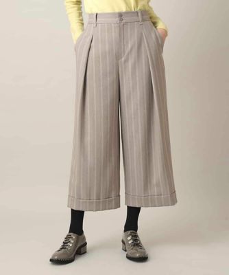 としこ シャドーストライプクロップドワイドパンツ／日本製／洗える | HIROKO