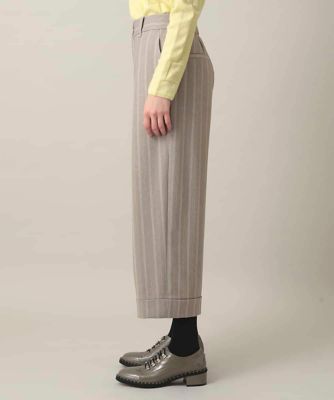 シャドーストライプクロップドワイドパンツ／日本製／洗える | HIROKO