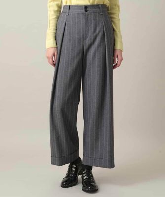 ＜HIROKO KOSHINO (Women)＞シャドーストライプワイドパンツ／日本製／洗える