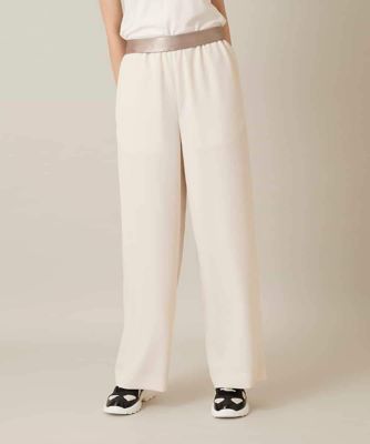 ＜HIROKO KOSHINO (Women)＞シャイニーウエストストレッチワイドパンツ　／日本製／洗える