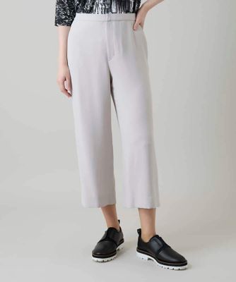 ＜HIROKO KOSHINO (Women)＞サテンジョーゼットアンクルパンツ／日本製／洗える