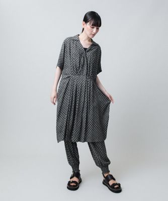 m＆Kyoko 佐藤繊維　きのこ柄シャーリングパンツ 幾何柄シャーリングデザインパンツ／洗える | HIROKO KOSHINO