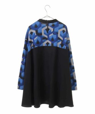 HIROKO KOSHINO 注意深く ヒロコ コシノ グレー柄ネットチュニックワンピース