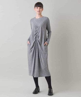 ＜HIROKO KOSHINO (Women)＞ギャザーアクセントジャージーワンピース／日本製／洗える