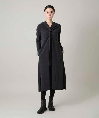 ＜HIROKO KOSHINO (Women)＞タイディテールウールジャージーワンピース　／日本製