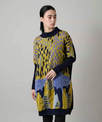 ＜HIROKO KOSHINO (Women)＞膨れジャカードデザインニットチュニック／日本製