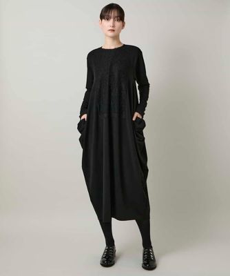 ＜HIROKO KOSHINO (Women)＞フロントレースデザインシルエットワンピース／日本製／洗える