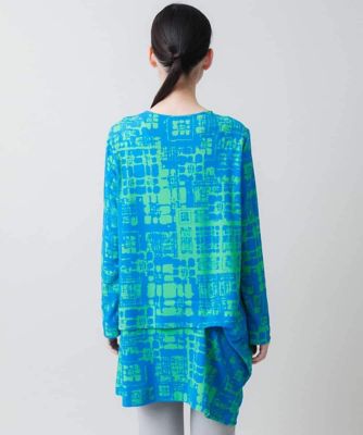 ヒロココシノ チュニック トップス 38 Tシャツ 幾何柄プリントチュニックトップス ／日本製／洗える | HIROKO