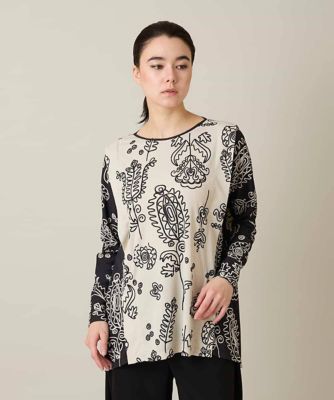 ＜HIROKO KOSHINO (Women)＞ボタニカルプリントチュニック丈ブラウス　／日本製／洗える